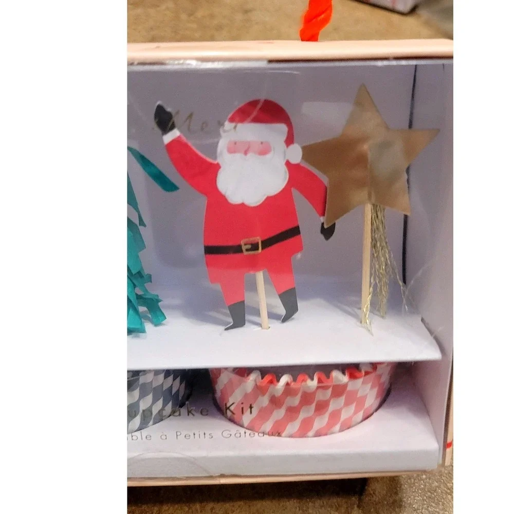 NEW Christmas Santa Reindeer Tree Cupcake Cake Topper‎ Kit Baking Decorations